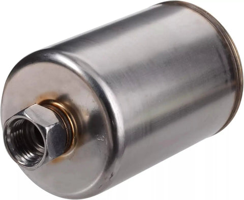 Fuel Filter Replacement That Fits Chevy GMC Cadillac Buick C1500 C2500 C3500 Silverado Sierra 2500HD Suburban Express Avalanche Replaces GF652 FF5026 33481 G3727 Premium Quality Plug And Play stainless steel filter side view