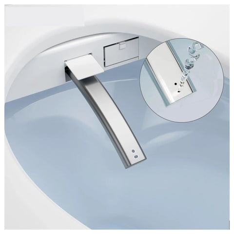 Auto Lift Square Smart Heated Bidet Seat With Electronic Display Warm Water Spray gentle wash nozzle detail, modern bathroom upgrade.