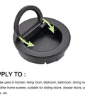 Flush Ring Pull Handles Set Of 3 In Black 35mm 1.38 Inch Zinc Alloy Flush Pull Latch for kitchens and doors.