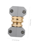 Super Tough 3 Pack Garden Hose Repair Connector Kit Made From Heavy Duty Aluminum Alloy For Durable Weatherproof Fixing Leaky Hoses With Super Quick No-Drip Brass Fitting Hardware That Saves You Time Cash And Keeps Your Yard Watering System Always Ready. Gray aluminum alloy and brass hose repair connector, 3 in x 1.7 in