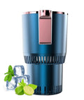 Electric Drink Chiller And Warmer Cup With Rapid Temperature Settings For Cars And Offices Quick Cool Down and Heat Up, sleek blue design.