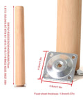 Close-up of 4 Pack Solid Wood Furniture Legs 9.8 Inch with mounting plates and screws, durable modern look, easy to install.