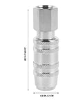 Heavy Duty Workhorse Stainless Steel Air Hose Coupler Quick Connect Pneumatic Fitting with hex design and dimensions.