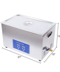 No Sweat Heavy Duty Ultrasonic Cleaner Tank With 30 Liter Capacity And 600 Watt Power for medical lab equipment, 21x13x13 inches.