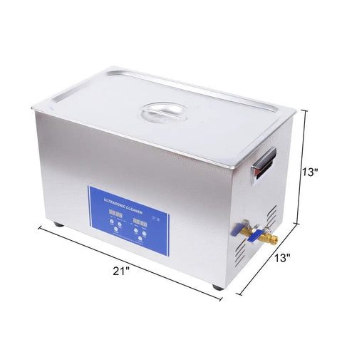No Sweat Heavy Duty Ultrasonic Cleaner Tank With 30 Liter Capacity And 600 Watt Power for medical lab equipment, 21x13x13 inches.