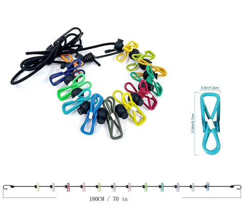 Retractable Portable Clothesline For Travel And Home Indoor Outdoor Drying With 12 Clips Heavy Duty Pegless Laundry Line in multi-color