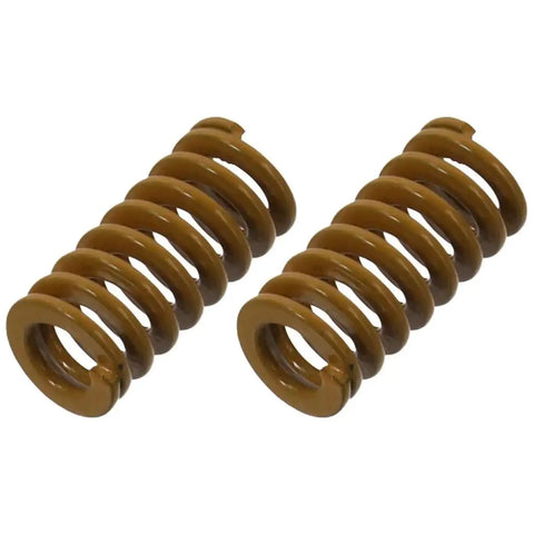Premium 8Pcs 3D Printer Die Springs Kit In OD8 Or 10MM Sizes Featuring Bright Yellow Finish For Light Load Compression. Boost Your Leveling Game With Ultra Durable Mold Springs That Crush Resistance And Stay Strong Through Cycles. Two yellow steel die springs for 3D printer bed leveling