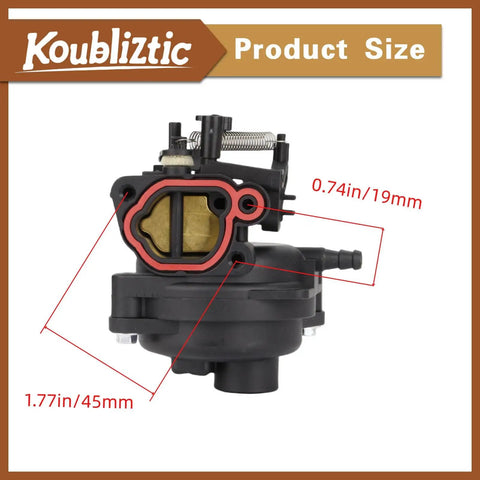 Carburetor Kit Replacement For Troy Bilt 163cc Engines 12 Piece Set side view showing dimensions 0.74in and 1.77in