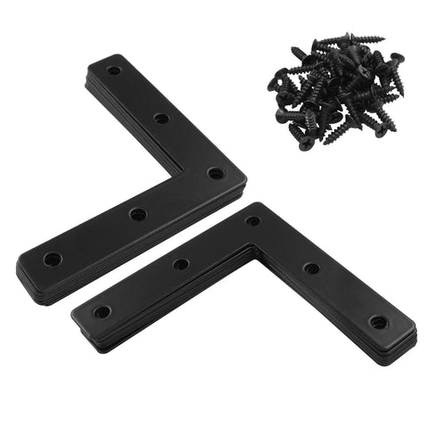 12 Pack L Shape Flat Brackets 80 X 80 Mm Stainless Steel Corner Braces For Wood Furniture Cabinets Windows And Desks With Included Screws Black Finish
