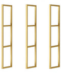 Heavy Hitter Gold Floating Shelf Brackets For Wall And Ceiling wrought iron support hooks, elegant gold finish, three pack display.
