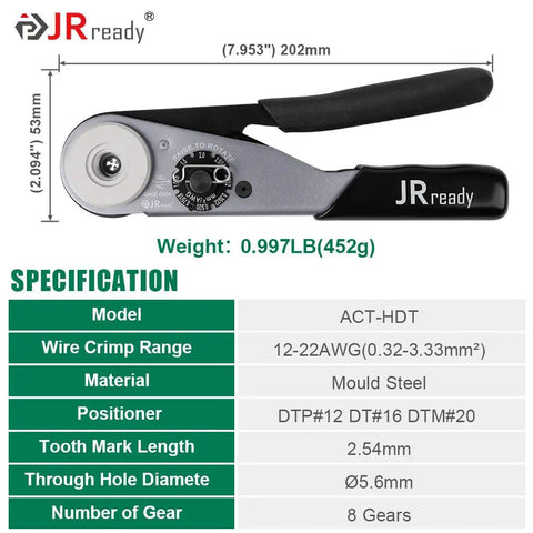 25 Piece ST2173 Deutsch Connector Tool Kit With ACT HDT Crimp Tool specifications with size and weight details