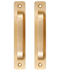 Two 5-Inch Brushed Gold Cabinet Pulls With Base Plate Aluminium Alloy Square Kitchen Handles for Doors and Gates