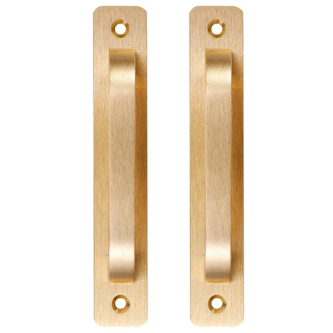 Two 5-Inch Brushed Gold Cabinet Pulls With Base Plate Aluminium Alloy Square Kitchen Handles for Doors and Gates