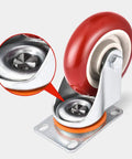 Heavy Duty Rubber Castor Wheels With Brakes Pack Of Four close-up showing sturdy metal hub and quiet rubber tread.