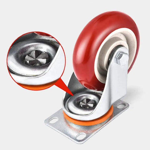 Heavy Duty Rubber Castor Wheels With Brakes Pack Of Four close-up showing sturdy metal hub and quiet rubber tread.