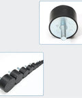 Heavy Duty Rubber Shock Absorber Mount With Metric Male Rod For Cars And Boats, showing round mounts with threaded rods.