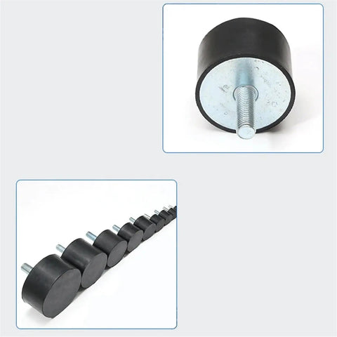 Heavy Duty Rubber Shock Absorber Mount With Metric Male Rod For Cars And Boats, showing round mounts with threaded rods.