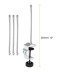 Third Hand Soldering Tool Clamp Stand with Flexible Gooseneck Arms, showing 10 inch height measurement, silver finish.