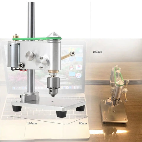 High-Performance Precision Benchtop Drill Press With Jt0 Chuck, 360-Degree Rotation And Variable Speed 400-4500Rpm on desktop with detailed design.