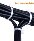 White Zip Ties 12 Inch 100 Pack Heavy Duty Self Locking Nylon Cable Ties 120 Lbs Tensile Strength Perfect For Indoor And Outdoor Use Weather Resistant Bundle Organizer For Wires Cables Hoses And Garden Projects bundling cables