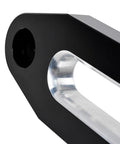 Close-up of Black Silver Billet Aluminum 10 Inch Hawse Fairlead for ATV UTV and Truck Universal 10 Inch Bolt Mount