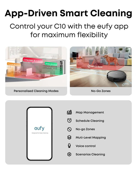 App interface of C10 Robot Vacuum With Self Emptying Dock And 4000 Pa Suction LiDAR Smart Mapping Ultra Slim 2.85 Inch Body