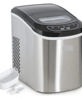 Countertop Ice Maker Automatic Portable For Home One Touch Operation, stainless steel, with scoop, ideal for fast ice production.
