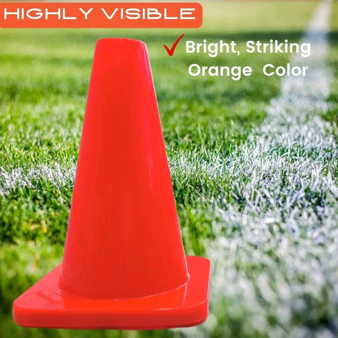 Bright orange cone 9 Inch Heavy Duty Agility Training Cones for Soccer Football Basketball and Sports Drills Set of 12 in