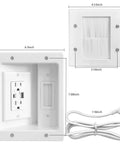 Wall Mounted TV Cord Hider Kit With Dual Outlet In-Wall Cable Management For Power And Low Voltage Cables, white modules.