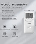 Dual Outlet 7 Day Programmable Digital Timer With 20 On Off Programs UL Listed Heavy Duty Plug In Countdown Timer dimensions