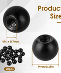 20Pcs M4 Thread Cap Nuts Knob Screws for Light Fixtures Decorative Screw Caps Steel Ball Nut Covers for Furniture and Lamp Decor Black Finish Easy Install No Tools Needed Durable and Stylish Looks Dope, showing product size and thread detail.