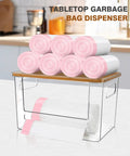Kicking Clutter Away Trash Bag Dispenser 2 Pack serves as smart under sink organizer with transparent acrylic frame and bamboo top.