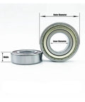 Heavy Duty Deep Groove Ball Bearing Set Sizes 6200 Through 6207 Featuring ZZ DDU RS Seals For Electric Motorcycles with labeled measurements.