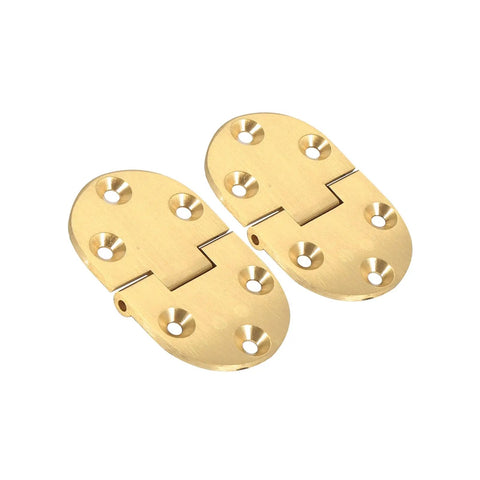 Top-Notch Brass Hinges Set For Folding Tables, 2 Pcs, Round Edge, 2-1/2 X 1-1/2 Inches, Smooth Gloss Finish