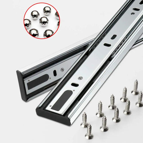 Beefy Stainless Steel Drawer Slides With Soft Close And Full Extension, Three Section Damping Track, 50 Cm Length, 2 Pack with screws