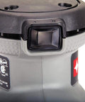 Close-up of the dust-sealed switch on the Palm Sander 1 Quarter Sheet 380 With 2.0 Amp Motor, 13,500 OPM, showcasing durable design.
