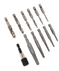 Super Cool 11 Piece Screw Extractor Kit Makes Broken Bolt Removal A Breeze For Your Car Garage With Tap Adapter And Extension Bar Set Up, 11 bits