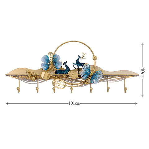 Badass Wall Mount Coat Rack With Double Hooks For Home Setup Heavy Duty Metal Entryway Organization with floral design and deer.