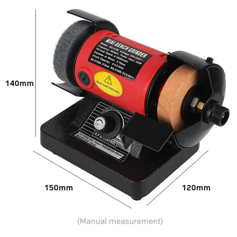 Badass Mini Bench Grinder With Variable Speed Up To 10000 RPM And Flexible Shaft Kit For Polishing Buffing Jewelry Making And Crafts With Accessories Total Pack High Power Dual Control Workhorse Tool, showing dimensions and motor detail.