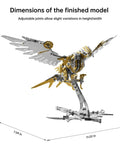 3D Metal Model Kit For Adults And Teens Do It Yourself Mechanical Puzzles Assembly Models with yellow finish, dimensions shown