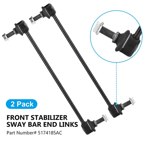 Dodge Front Lower Control Arm Kit With Ball Joints For Caliber 2009-2012 And Jeep Compass Patriot 2007-2017, 8-Piece Suspension Upgrade With Front Lower Arms, Inner And Outer Tie Rod Ends, And Sway Bar Links, 2-pack front stabilizer sway bar end links
