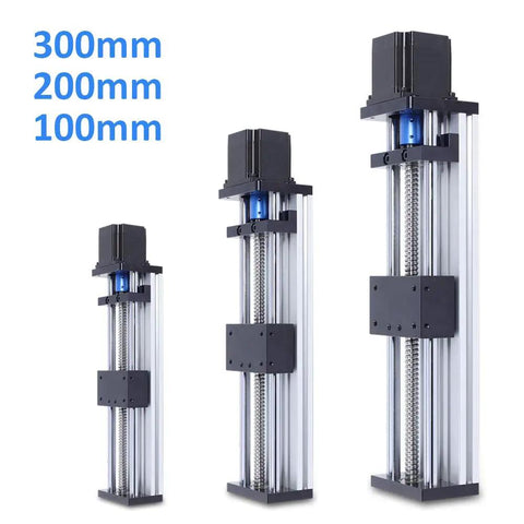 Three 100 200 300 Millimeter Linear Axis Actuator With 100 Millimeter Stroke, 24V Ball Screw Guide Sliding Table sizes