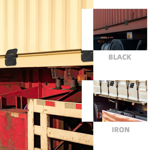 Heavy Duty Weld On Gate Hinges 2 Pack With Removable Axle for trailers and dump trailers, visible on red and white trailer.