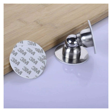 Heavy Duty Stainless Steel Door Stops For Home With Magnetic Noiseless Catch to Hold Doors Open on 3M adhesive pad.