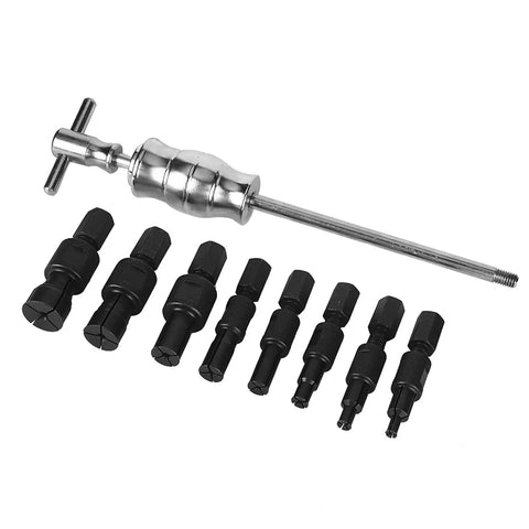 Sick 9 Piece Blind Hole Bearing Puller Kit Extracts Stubborn Bearings Fast With Hammer Action Internal Extractor Tool For 8 To 32 Mm Collets; steel set