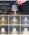 Touch switch on 15.4 Inch LED Cordless Table Lamp With 3 Color Dimmable Light, 5000mAh USB Rechargeable Touch Night Light