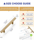 Size guide for Champagne Bronze Stainless Steel Cabinet Handles Set of 30 With 3 Inch Center To Center Holes And 5 Inch Overall Length