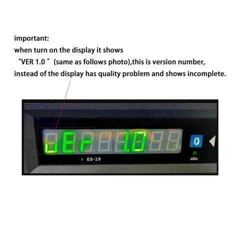 Ultra Compact Linear Scale ES-19 Single Axis Digital Readout DRO display showing "VER 1.0" for milling precision