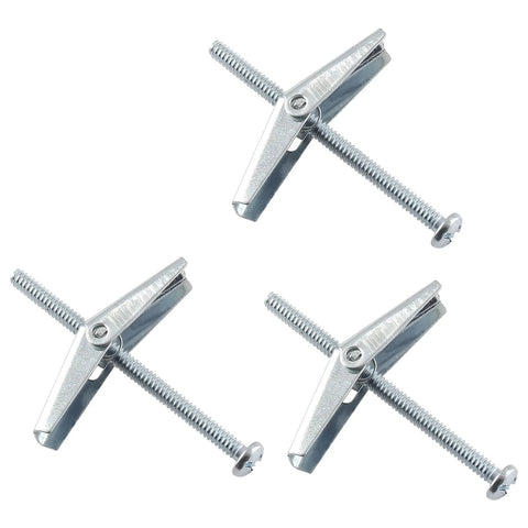 3 pieces of 10Pcs 1 Eighth By 2 Inch Round Head Toggle Bolts With Wing Nuts For Drywall And Wood Hanging, Metal Heavy Duty Toggle Anchors Molly Screws Pack