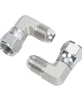Heavy Duty 3/8 Inch 90 Degree Hydraulic Adapter Fitting Carbon Steel Precision 37 Degree Flare Male Female Thread SAE J514 Compliant Rotating Connection For Pro Mechanics And Car Guys Seeking Reliable Leak Free Operation With Durable Metal Built Tough, 90-degree elbow fitting
